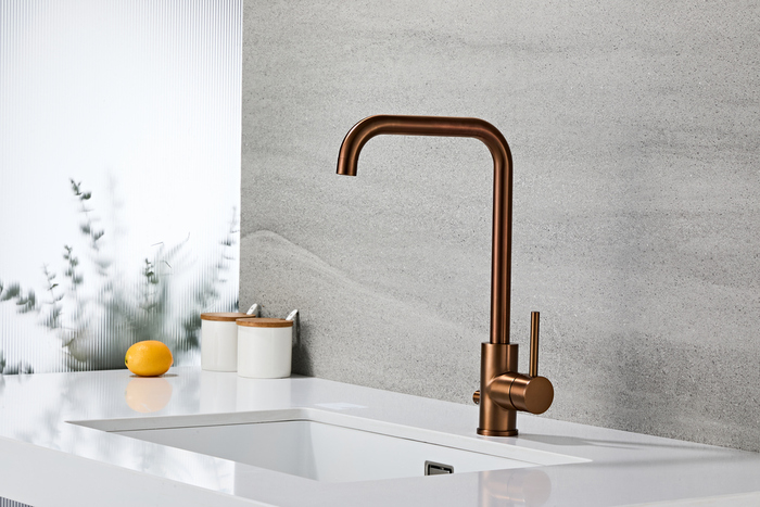 Köksblandare Kantig m/dm-avstängning Koppar